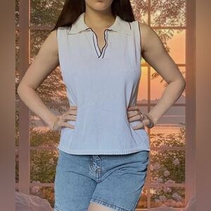 White Stag Ribbed Sleeveless Polo Tank Top